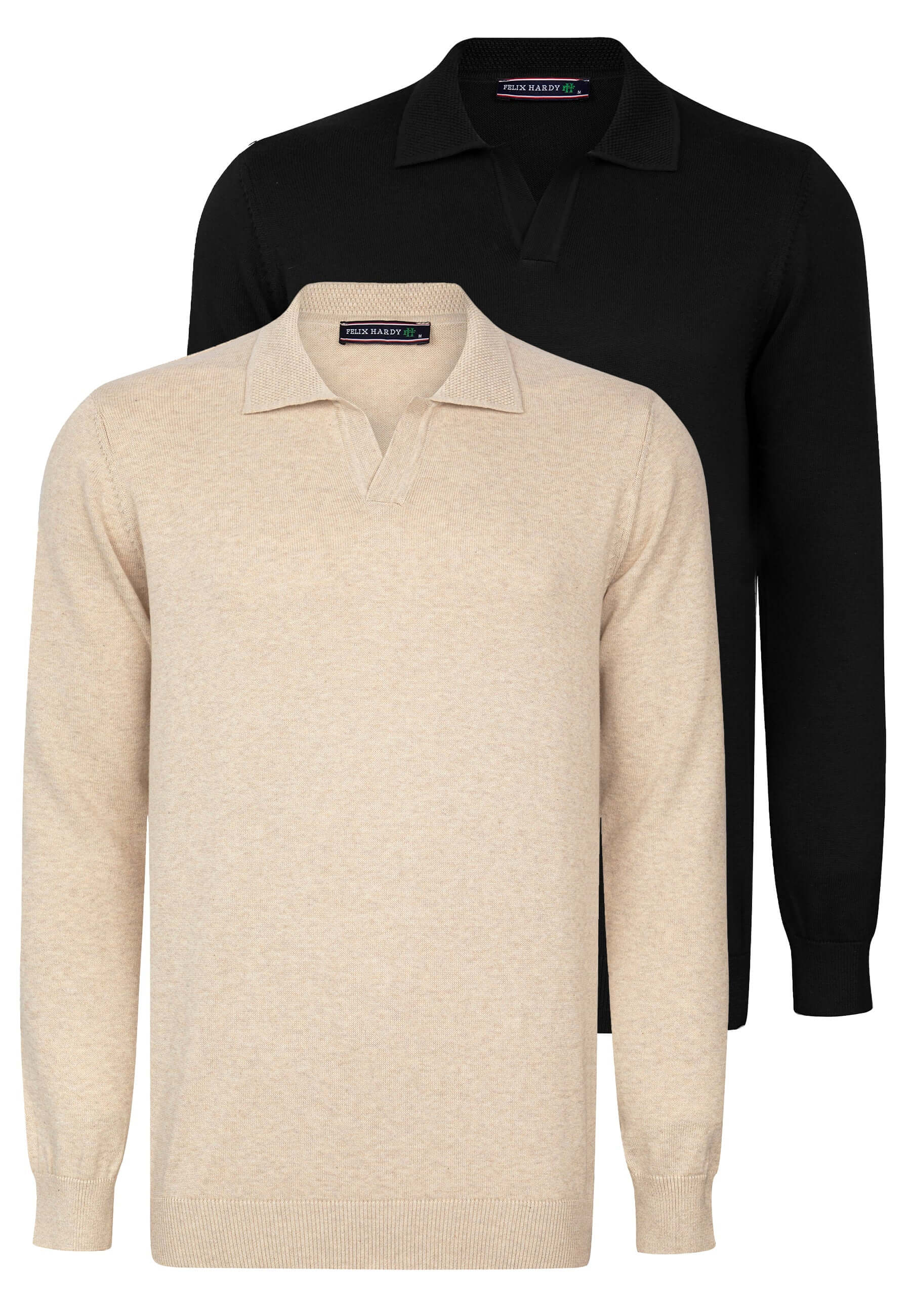 2 Pack Buttonless Polo Long Sleeve Pullover