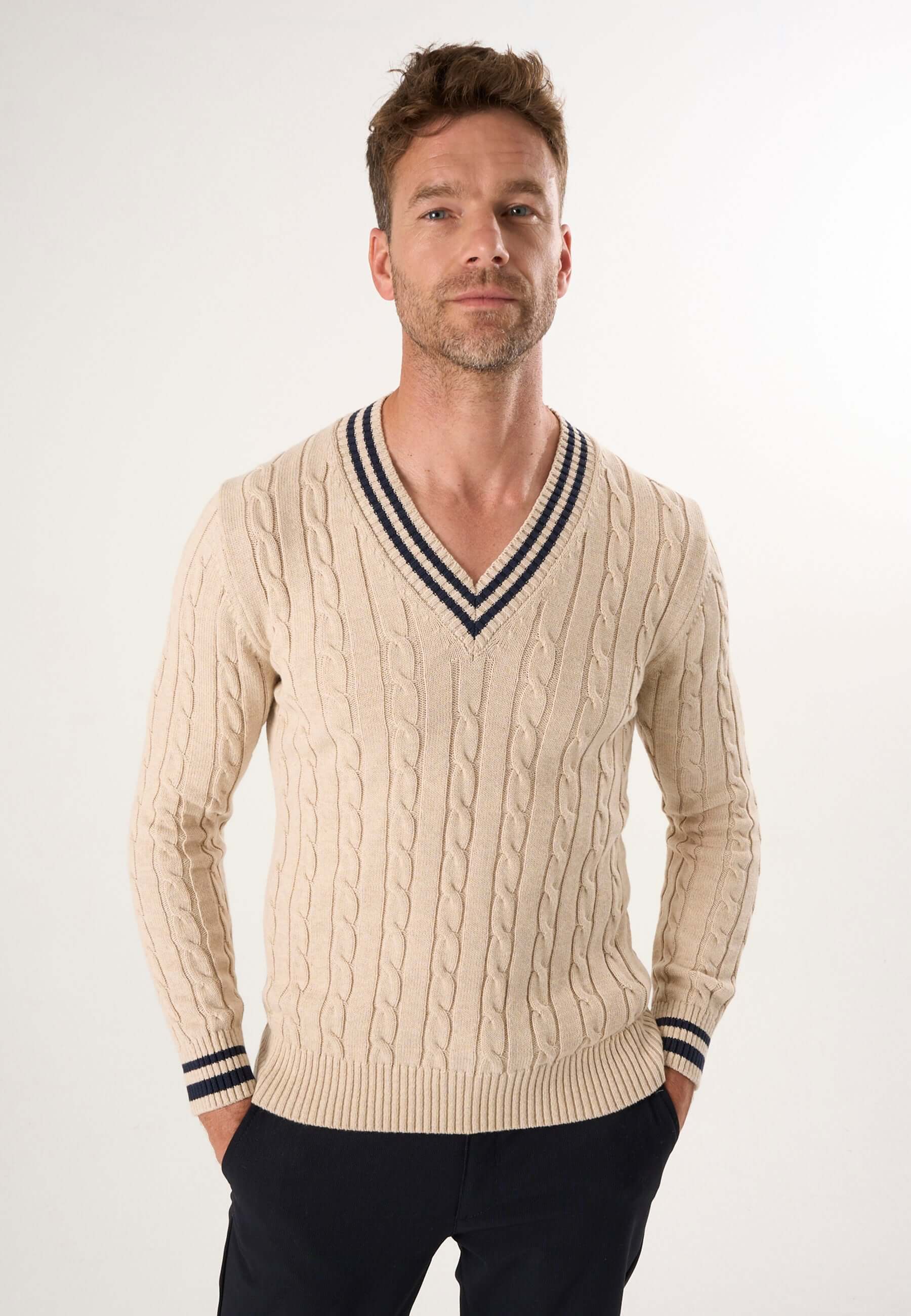 V-Neck Cable Knit Pullover – Felix Hardy