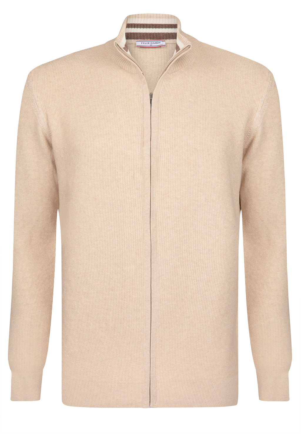 High Neck Full Zipper Long Sleeve Cardigan