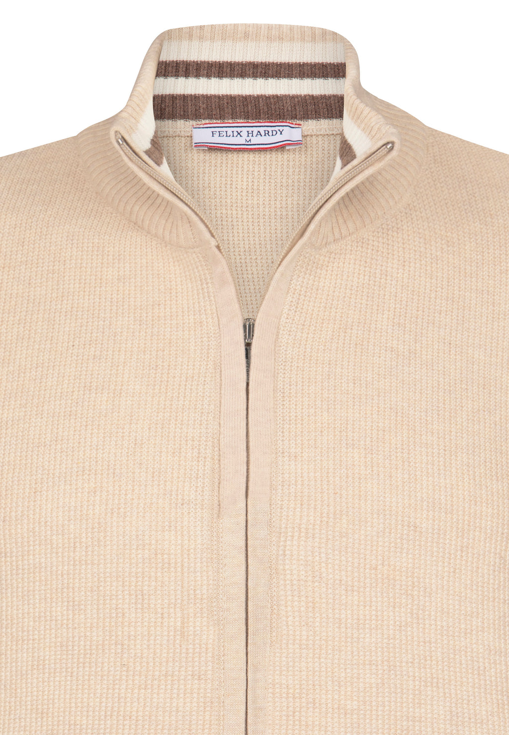 High Neck Full Zipper Long Sleeve Cardigan