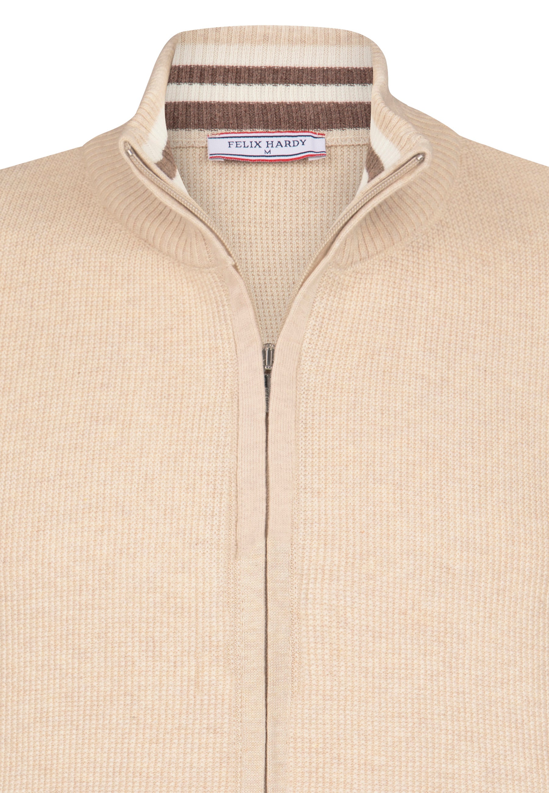 High Neck Full Zipper Long Sleeve Cardigan