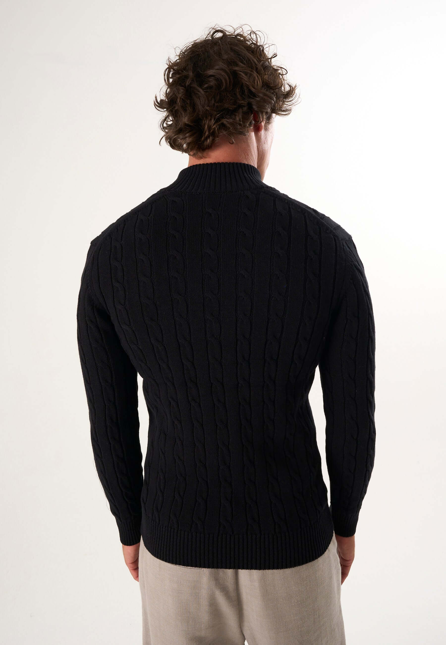 Cable Knit Full Zipper Long Sleeve Cardigan