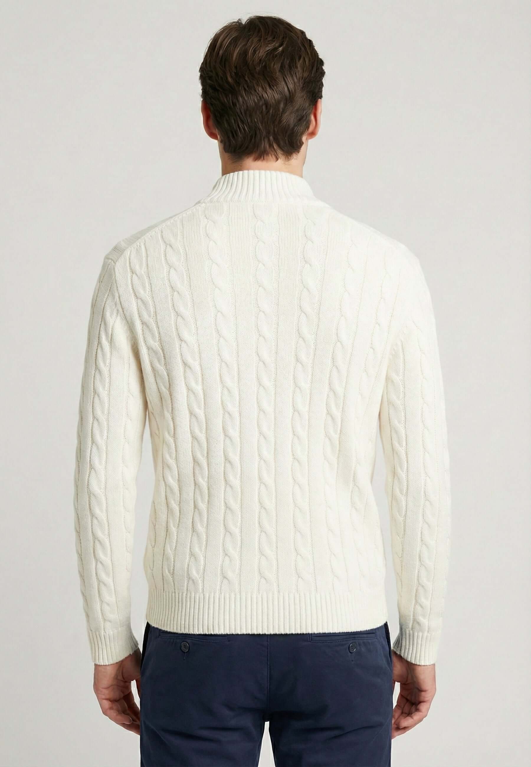 Cable Knit Full Zipper Long Sleeve Cardigan