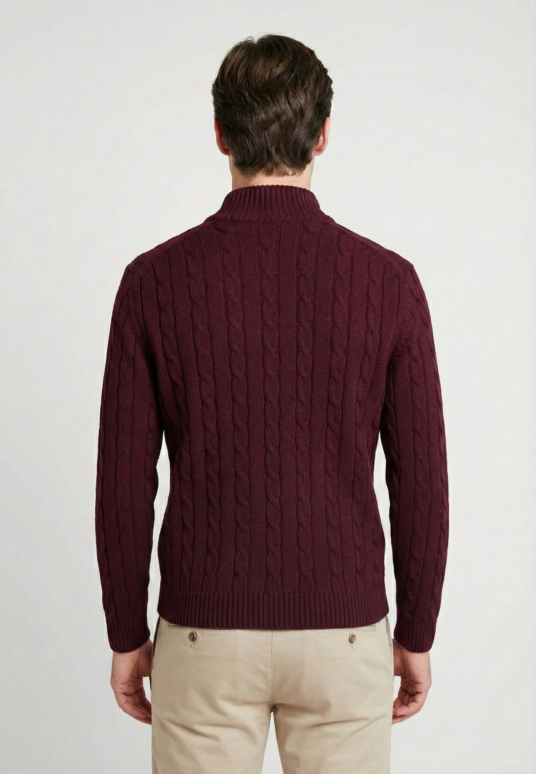 Cable Knit Full Zipper Long Sleeve Cardigan