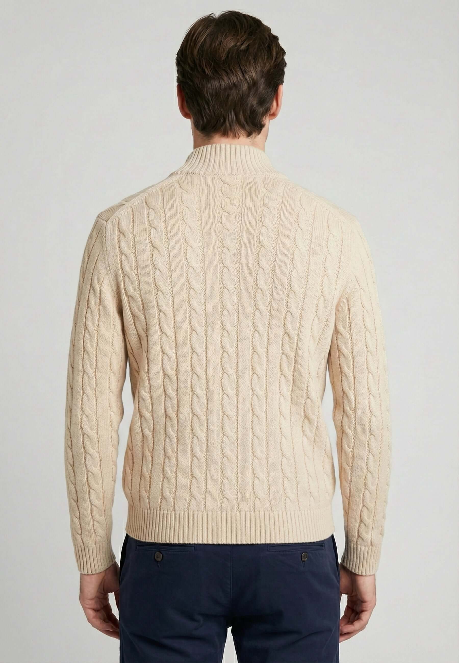 Cable Knit Full Zipper Long Sleeve Cardigan