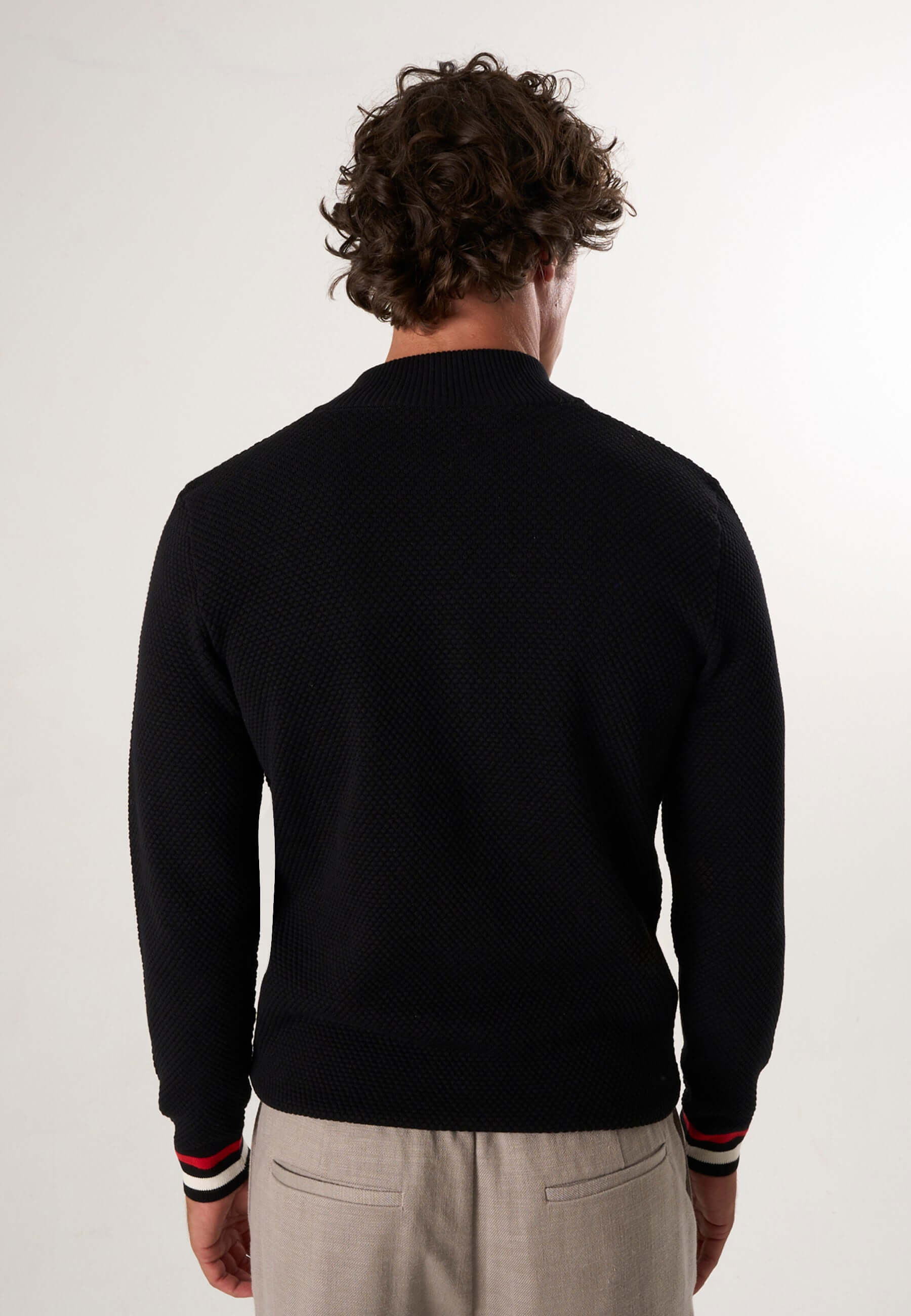 High Neck Full Zipper Long Sleeve Cardigan