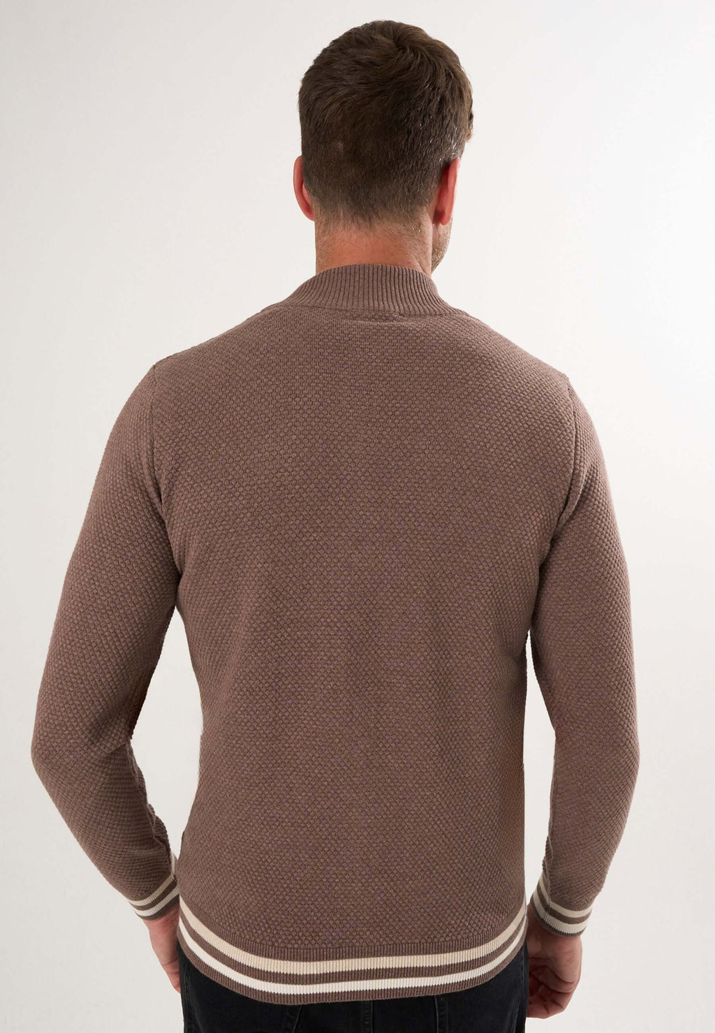 High Neck Full Zipper Long Sleeve Cardigan