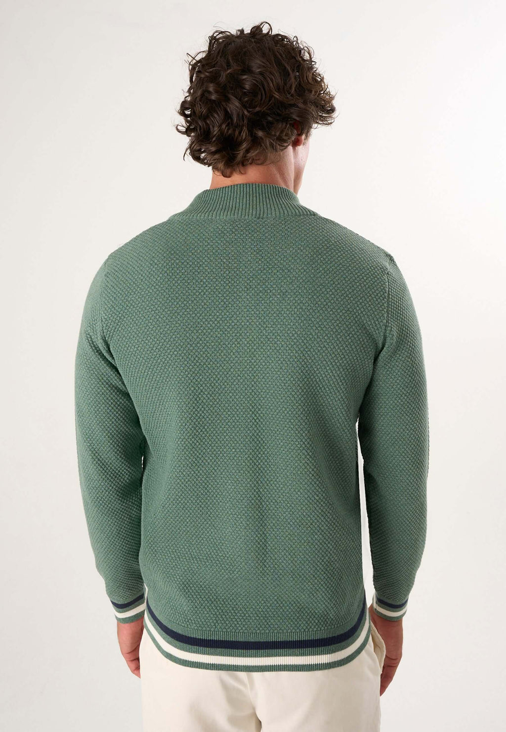 High Neck Full Zipper Long Sleeve Cardigan