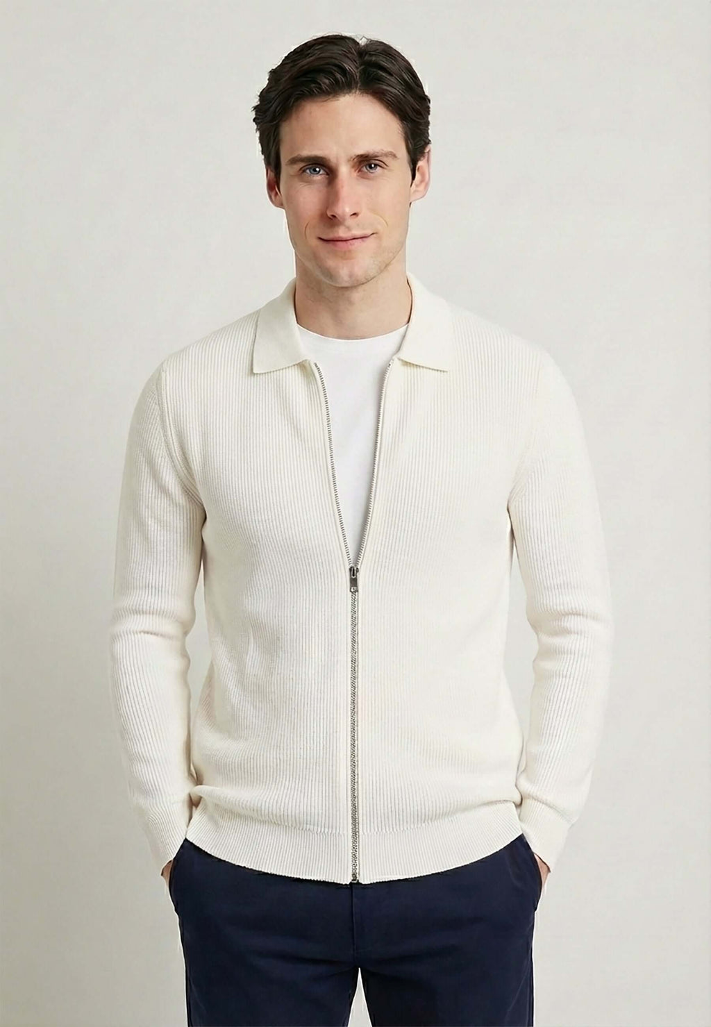 Full Zipper Knitted Cardigan