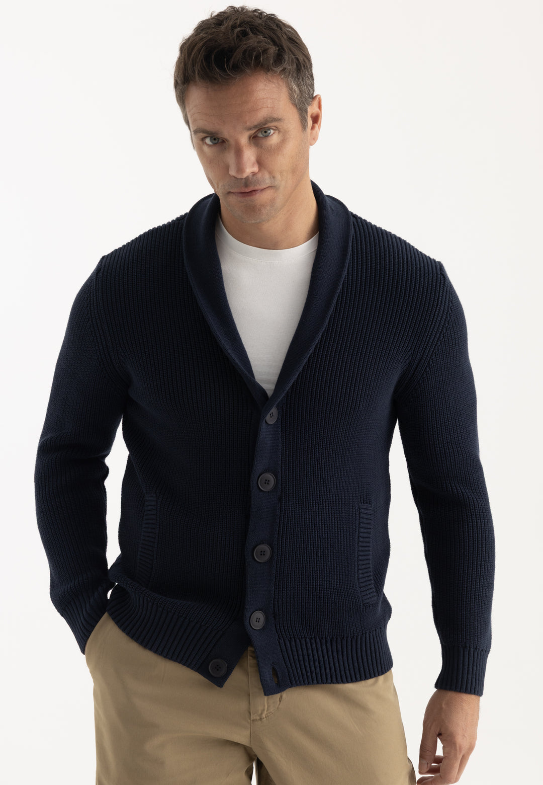 Men’s Shawl Collar Cotton Cardigan