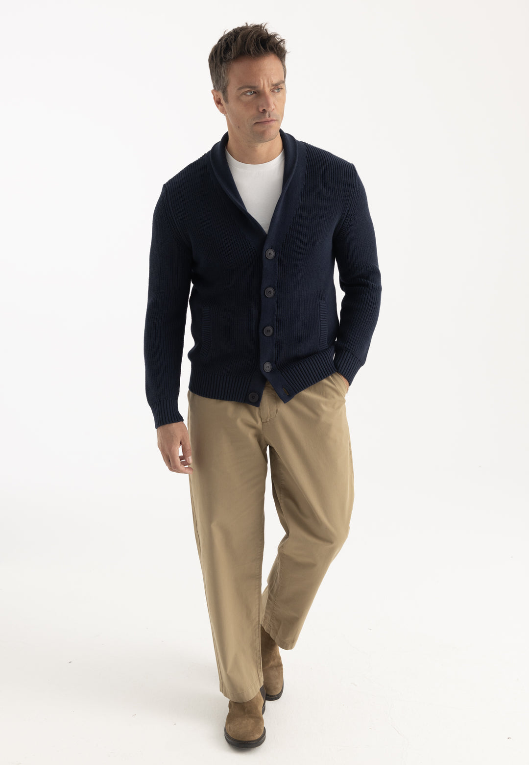 Men’s Shawl Collar Cotton Cardigan