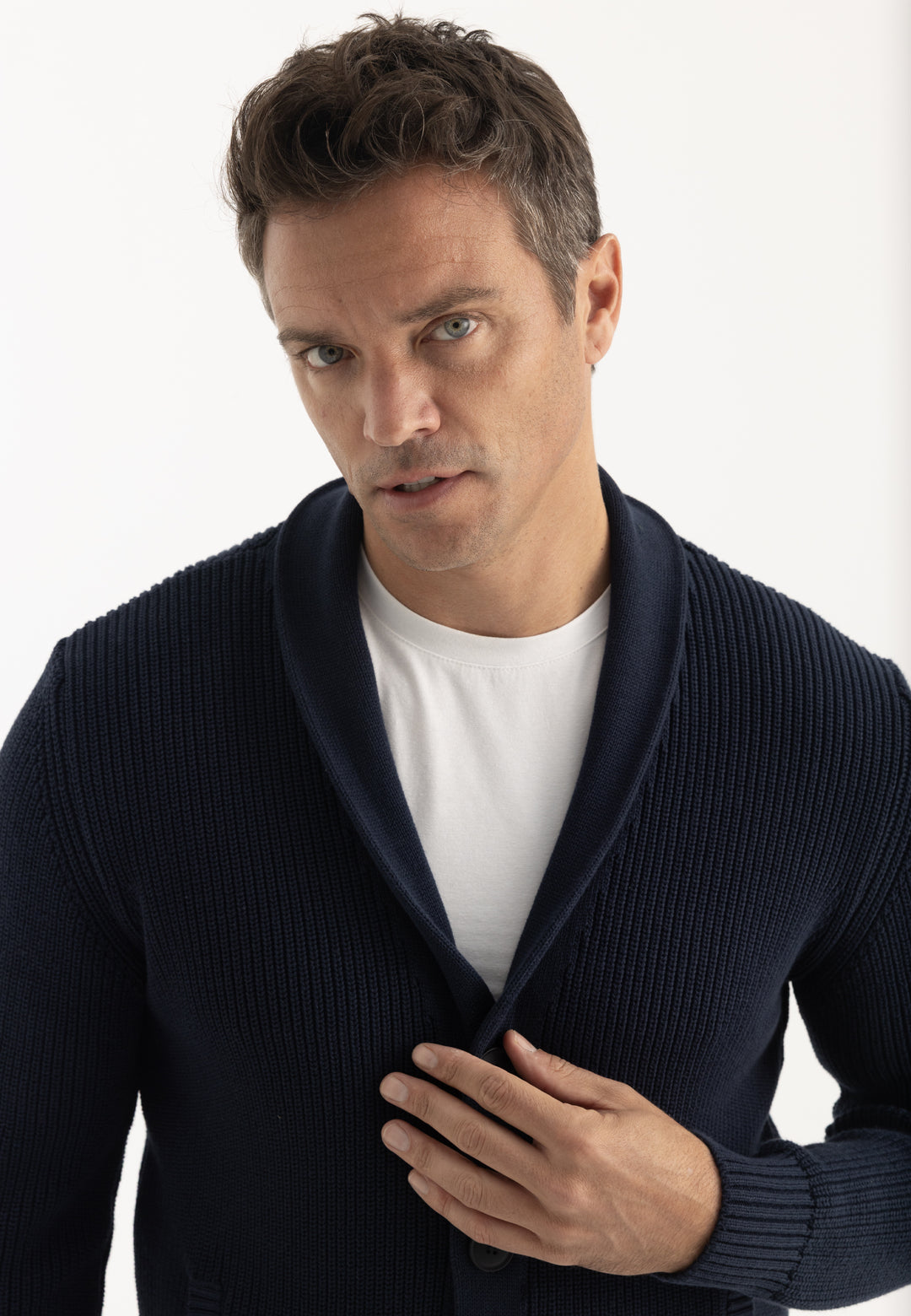 Men’s Shawl Collar Cotton Cardigan