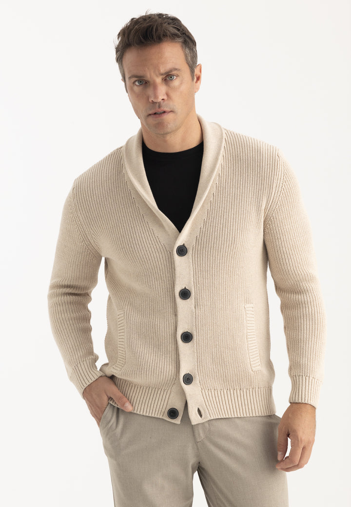 Men’s Shawl Collar Cotton Cardigan