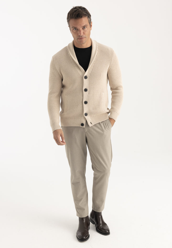 Men’s Shawl Collar Cotton Cardigan