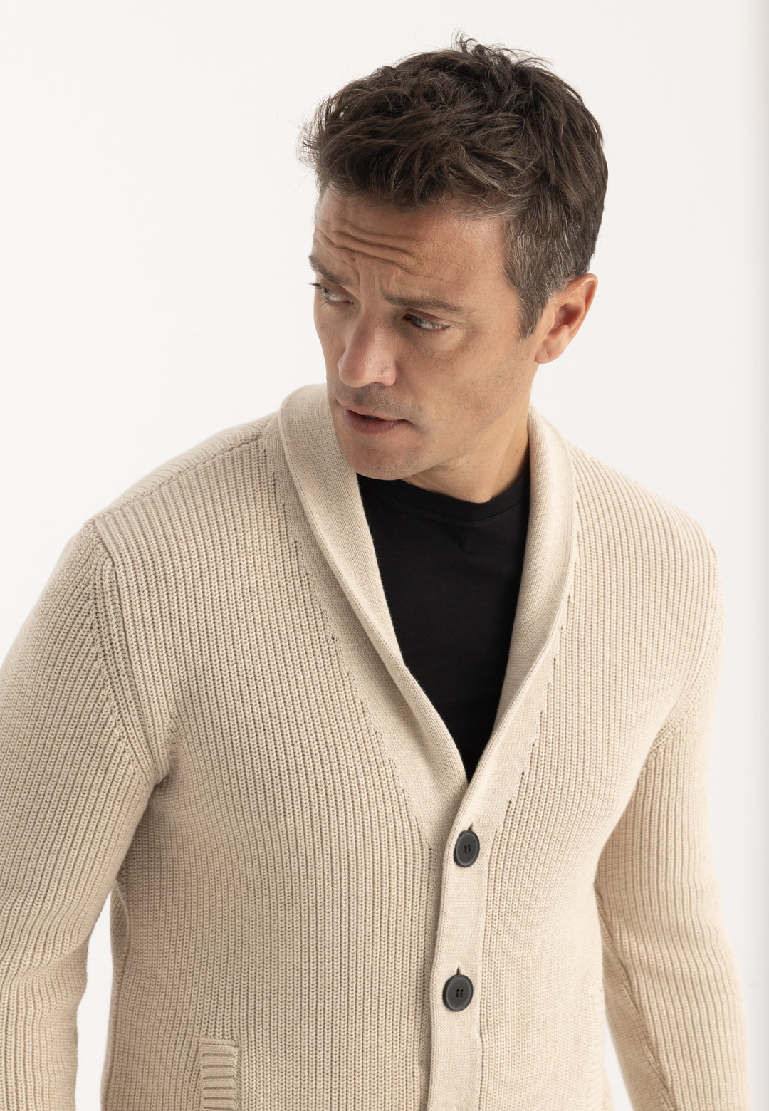 Men’s Shawl Collar Cotton Cardigan