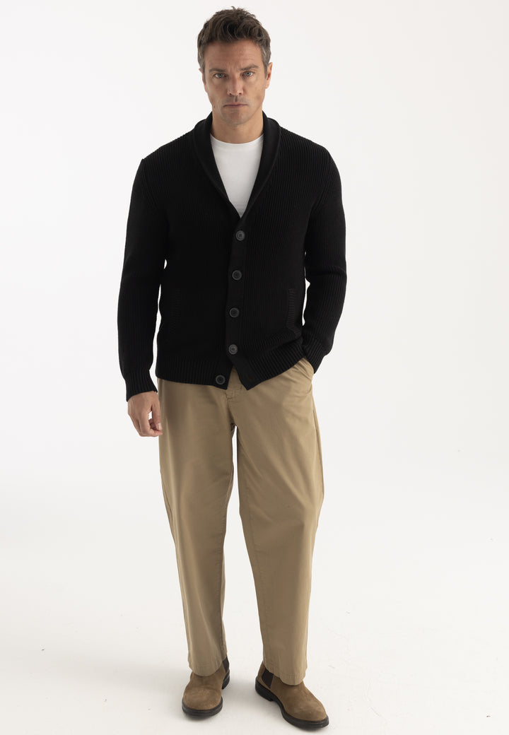 Men’s Shawl Collar Cotton Cardigan