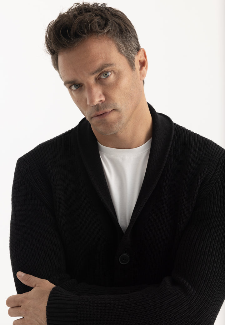 Men’s Shawl Collar Cotton Cardigan
