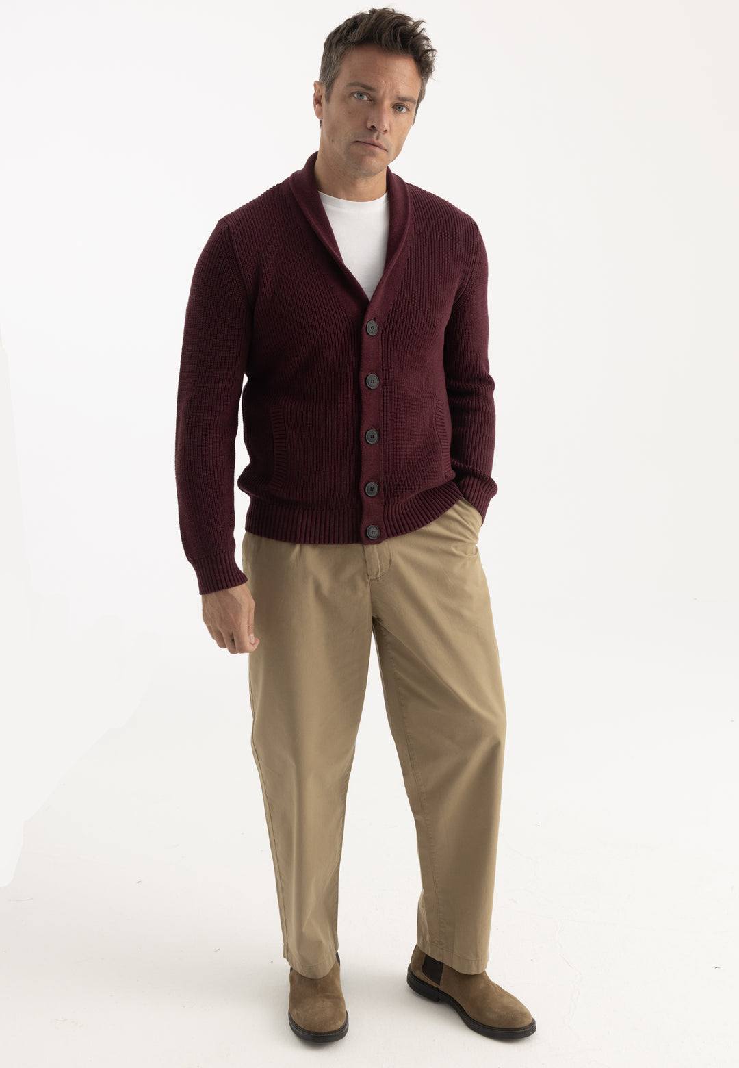 Men’s Shawl Collar Cotton Cardigan