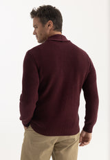 Cárdigan de algodón con cuello chal de hombre - Burdeos