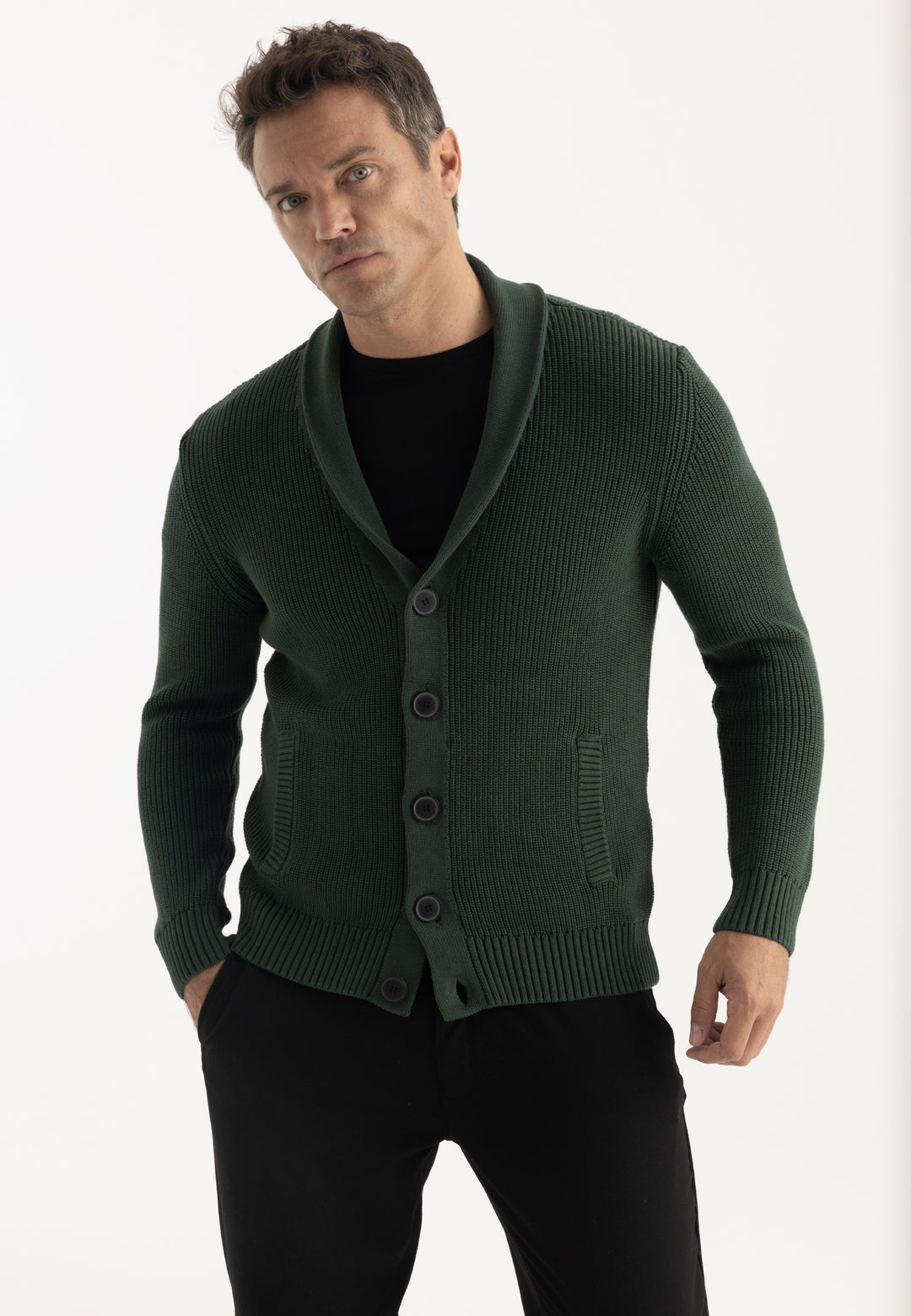 Men’s Shawl Collar Cotton Cardigan