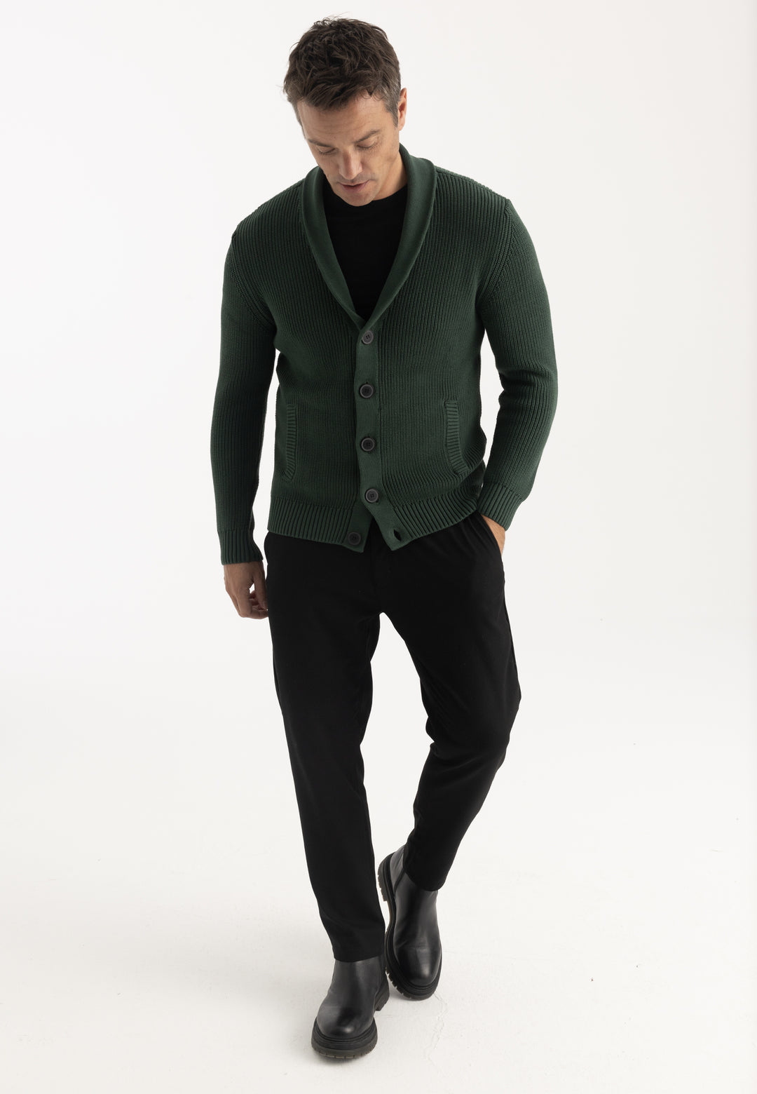 Men’s Shawl Collar Cotton Cardigan