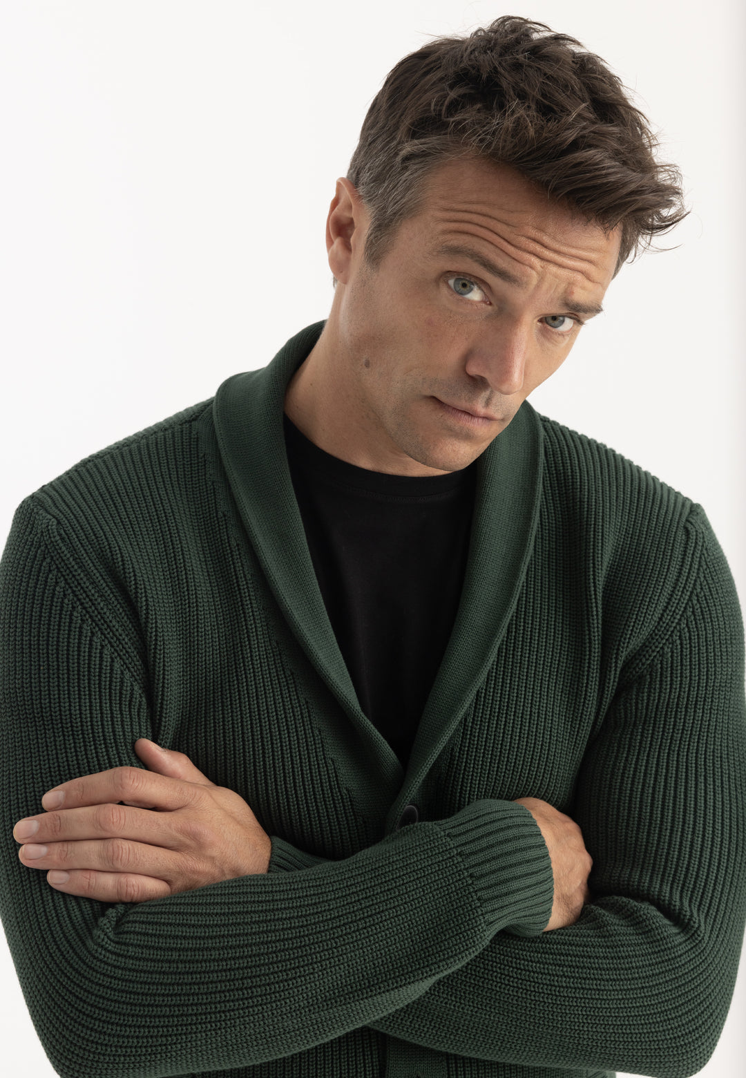 Men’s Shawl Collar Cotton Cardigan