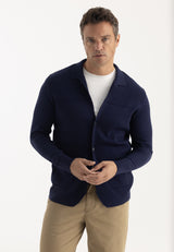 Gebreide herenblazervest – donkerblauw