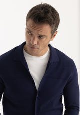 Gebreide herenblazervest – donkerblauw