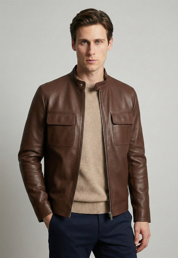 Leather Jacket Full-Zip with pockets