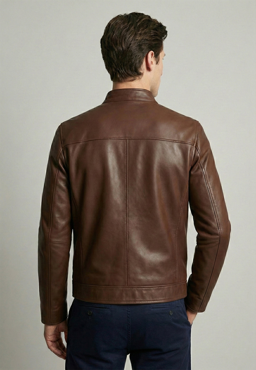 Leather Jacket Full-Zip with pockets - Brown