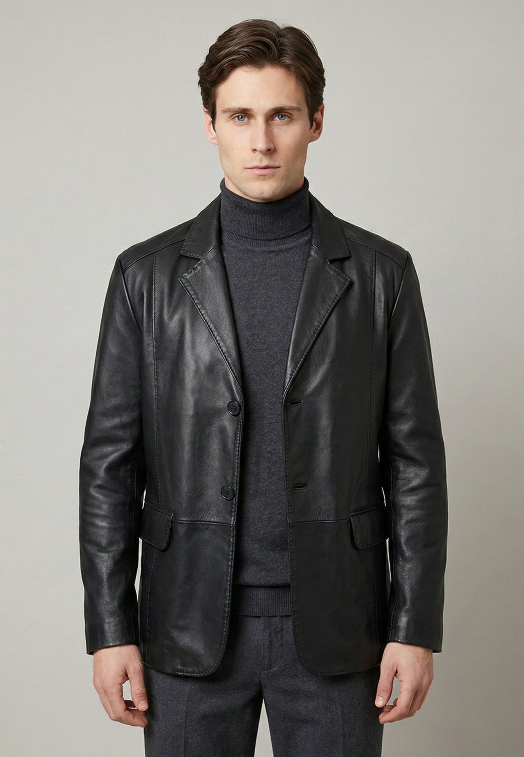 Buttoned Leather Blazer Jacket | Timeless Leather Style – Felix Hardy