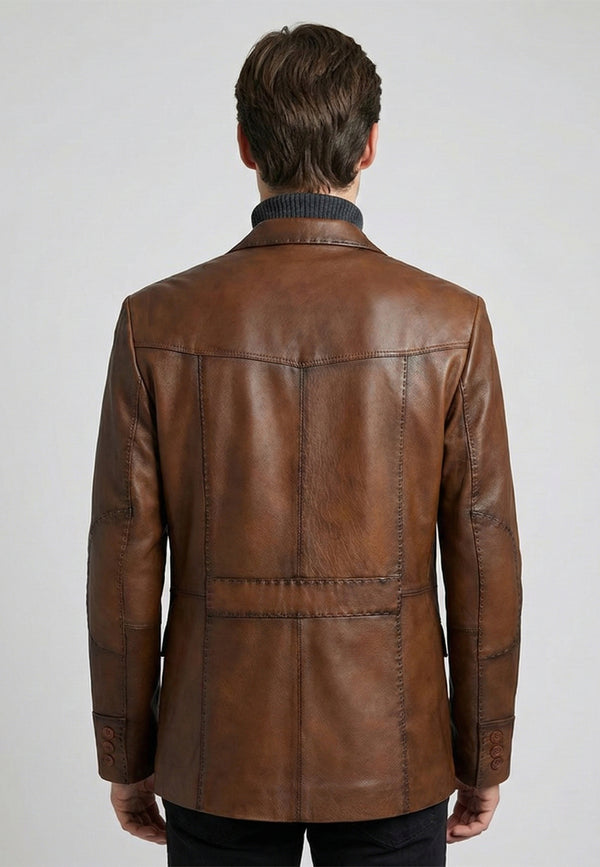 Blazer Leather Jacket with 2 buttons