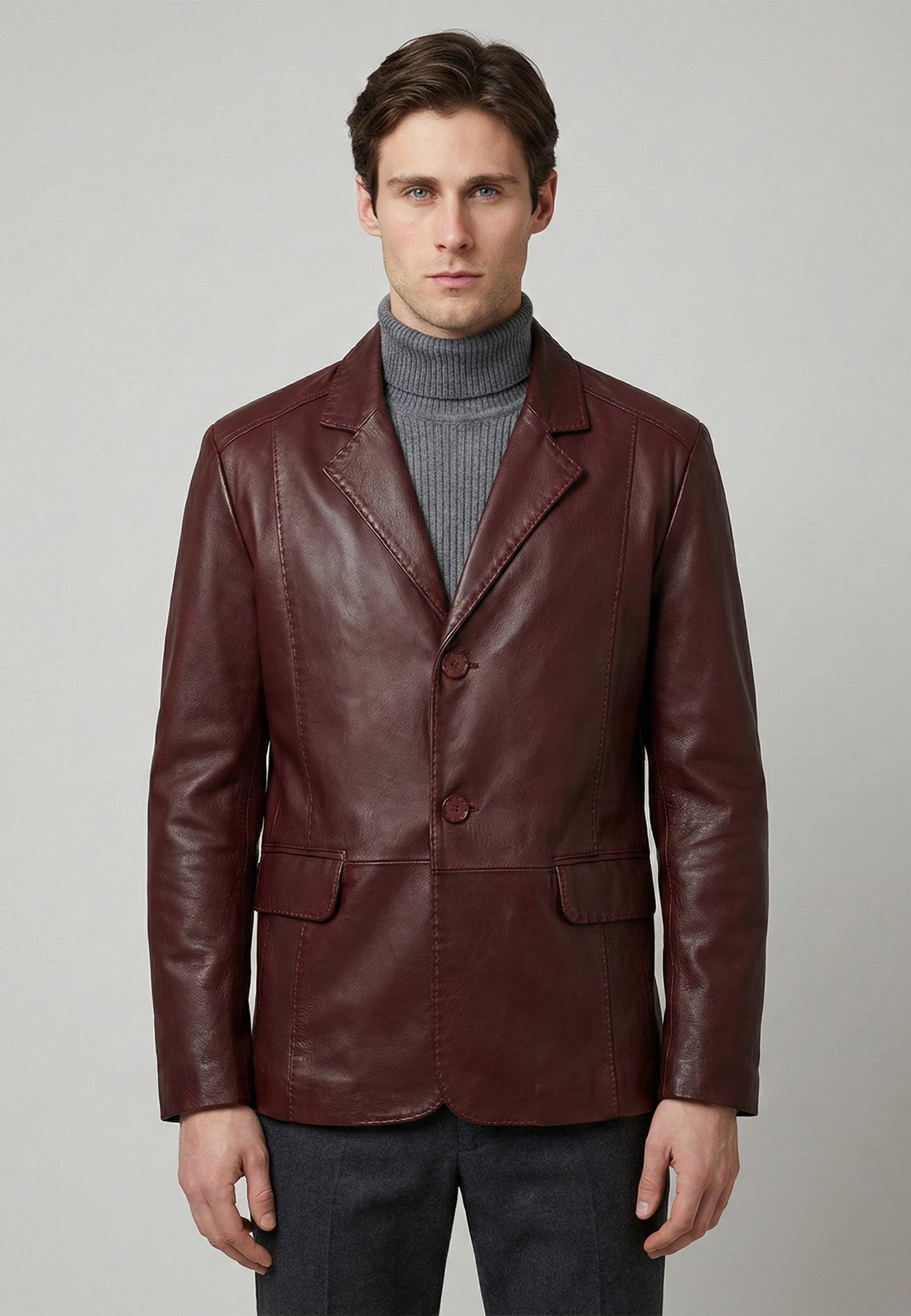 Blazer Leather Jacket with 2 buttons