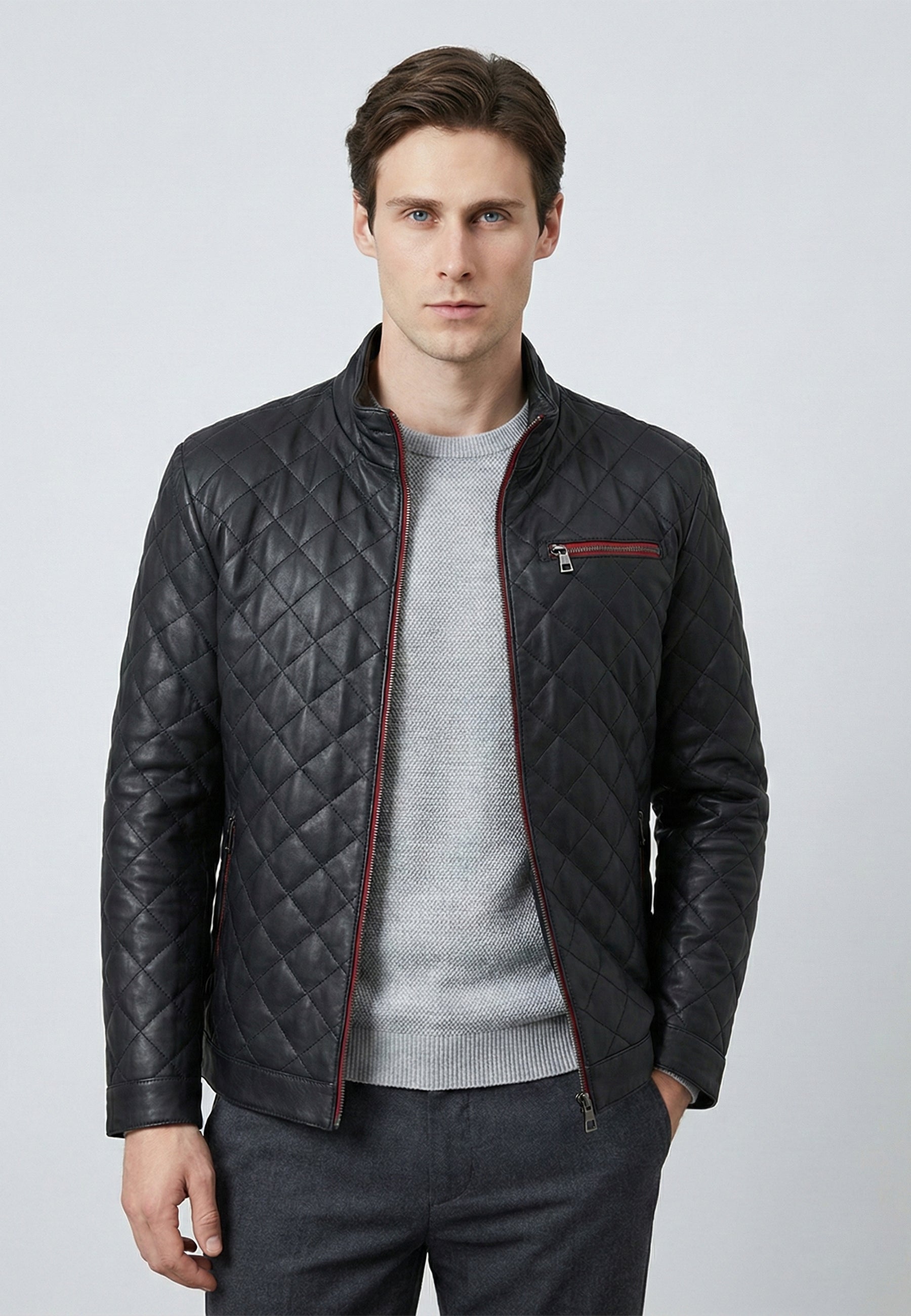 Full-Zipper Leather Jacket