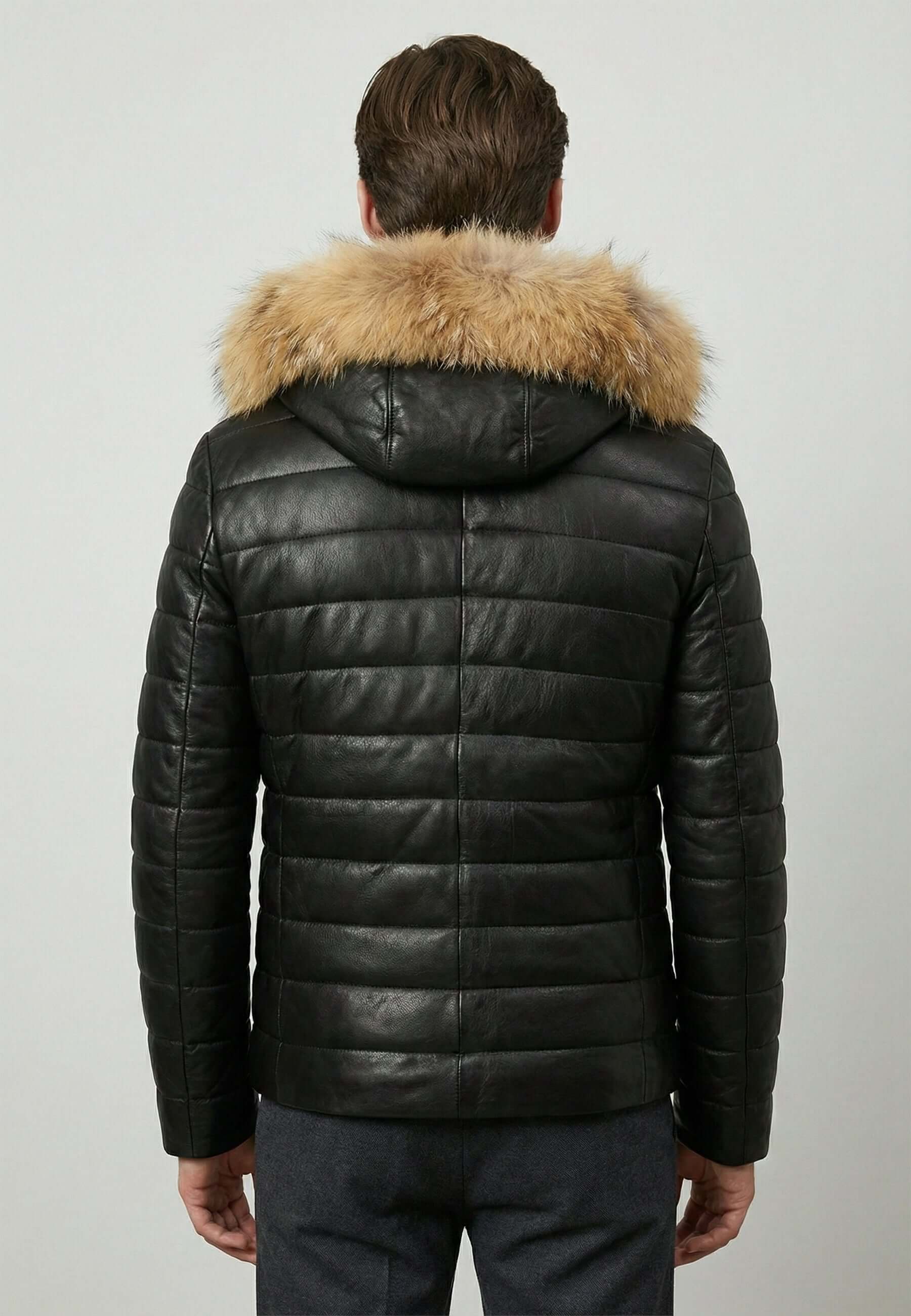 Hooded Jacket Full Zip Leather Leather Outerwear–Felix Hardy