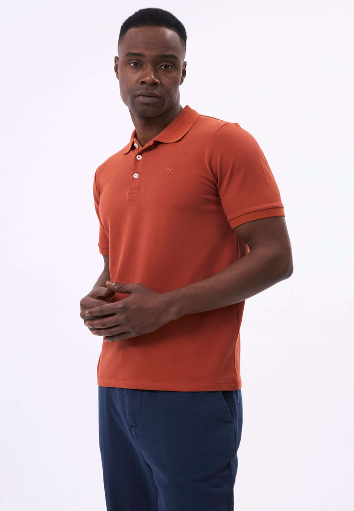 Men Basic Polo Shirt Short Sleeve – Dark Green - Ochre