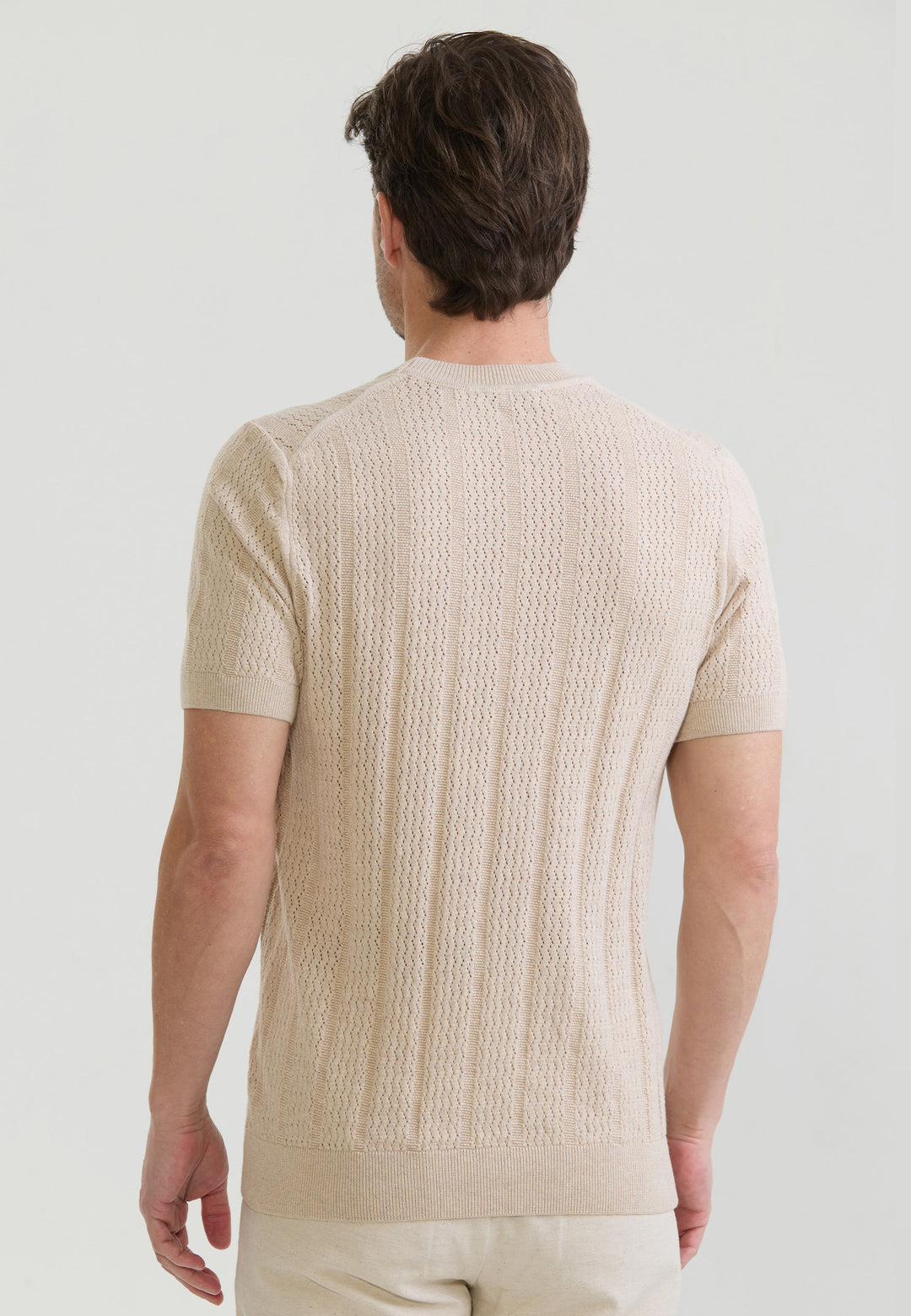 Men Openwork Pattern Knitted T-Shirt