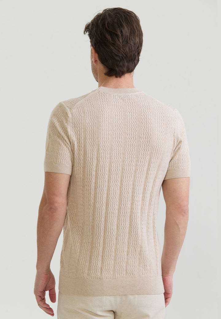 Men Openwork Pattern Knitted T-Shirt