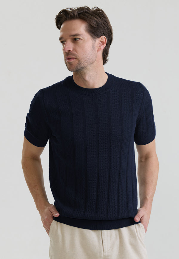 Openwork Pattern Knitted T-Shirt