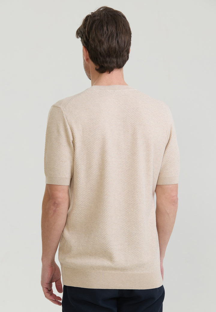Men Basic Crew Neck Knit T-Shirt – Beige