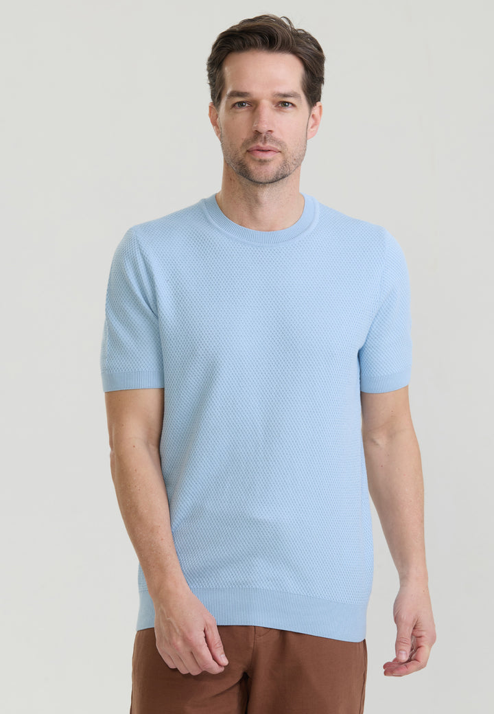 Men Basic Crew Neck Knit T-Shirt – Beige