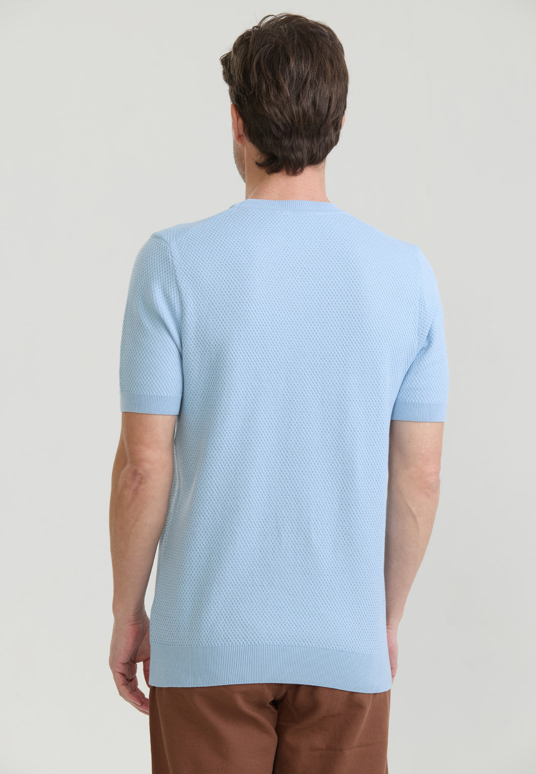 Men Basic Crew Neck Knit T-Shirt – Beige
