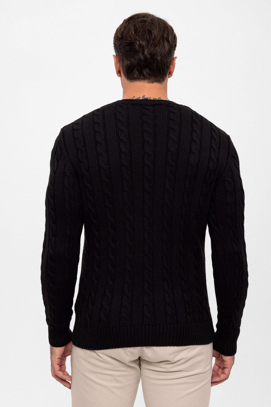 Cable Knit Crew Neck Long Sleeve Pullover