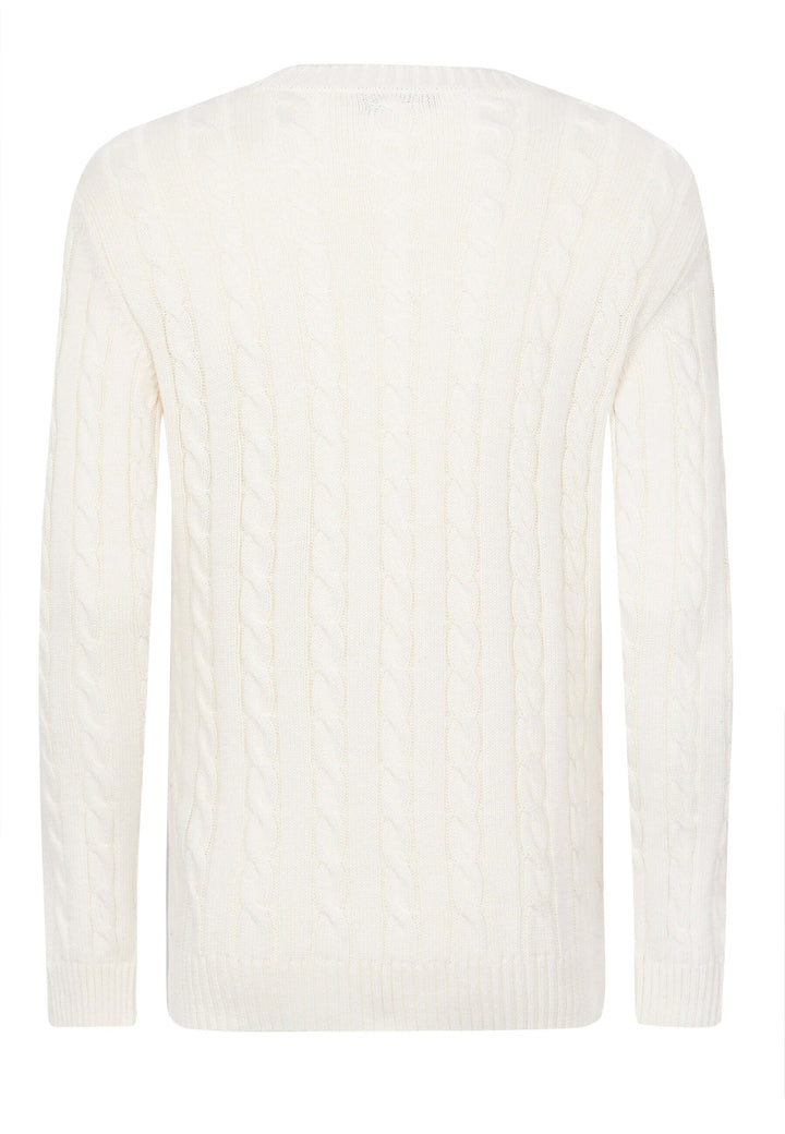 Cable Knit Crew Neck Long Sleeve Pullover