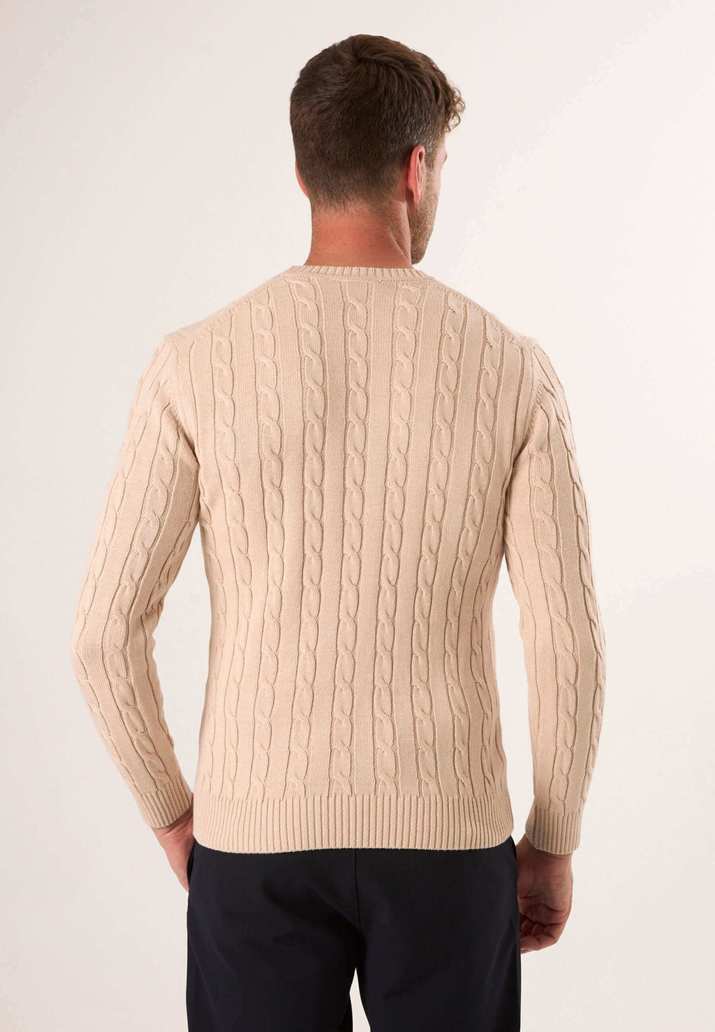 Cable Knit Crew Neck Long Sleeve Pullover