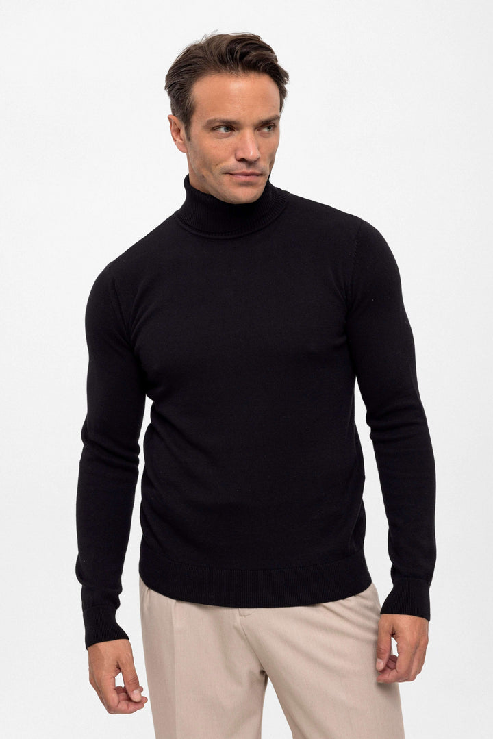 Turtleneck Long Sleeve Pullover – Black