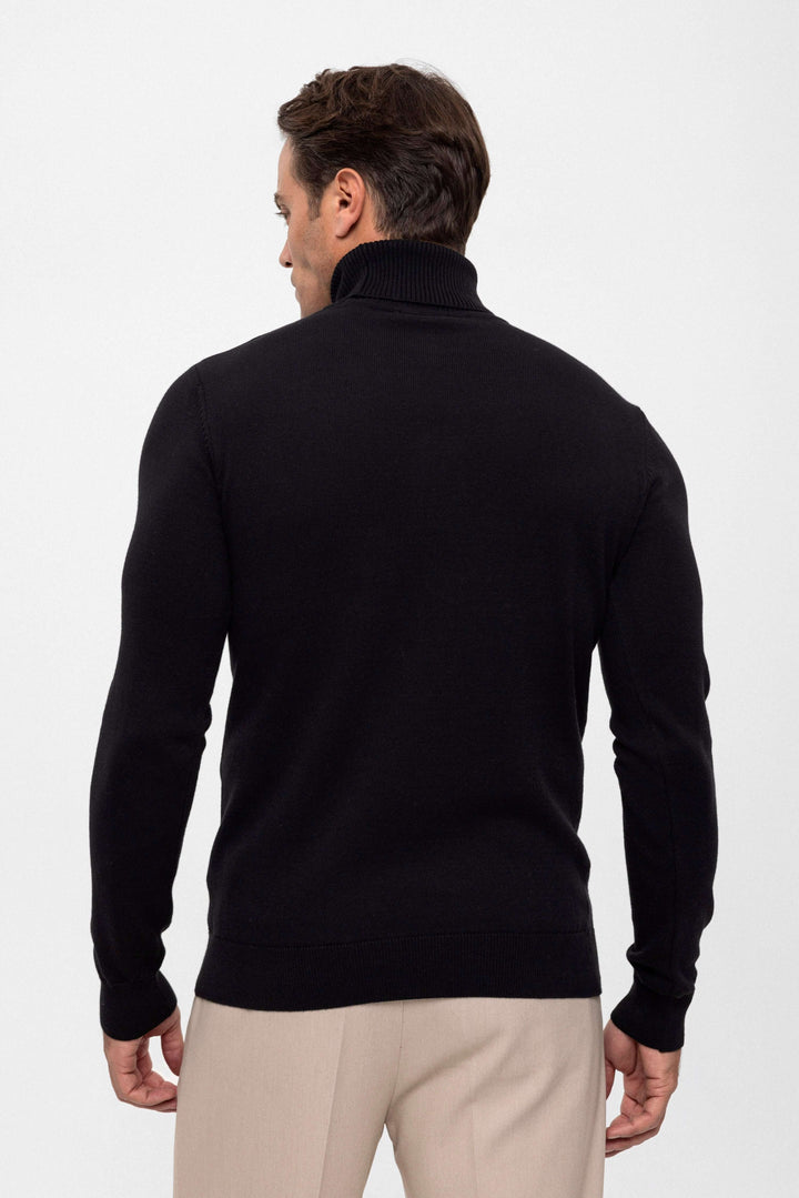Turtleneck Long Sleeve Pullover – Black
