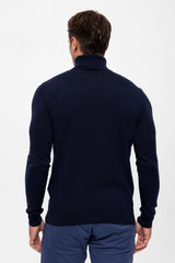 Rullkaelusega pikkade varrukatega pullover – must – tumesinine