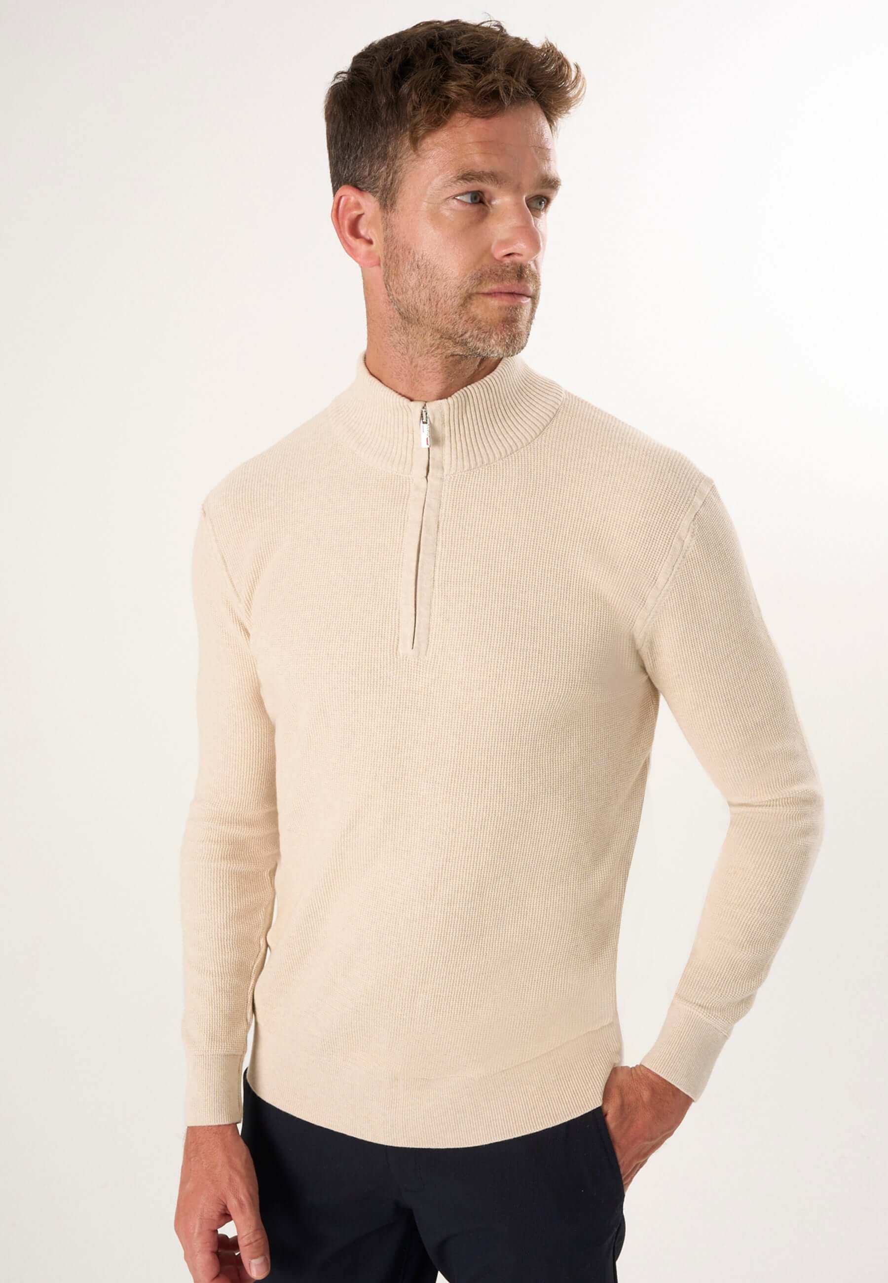 High Neck Half Zipper Long Sleeve Pullover