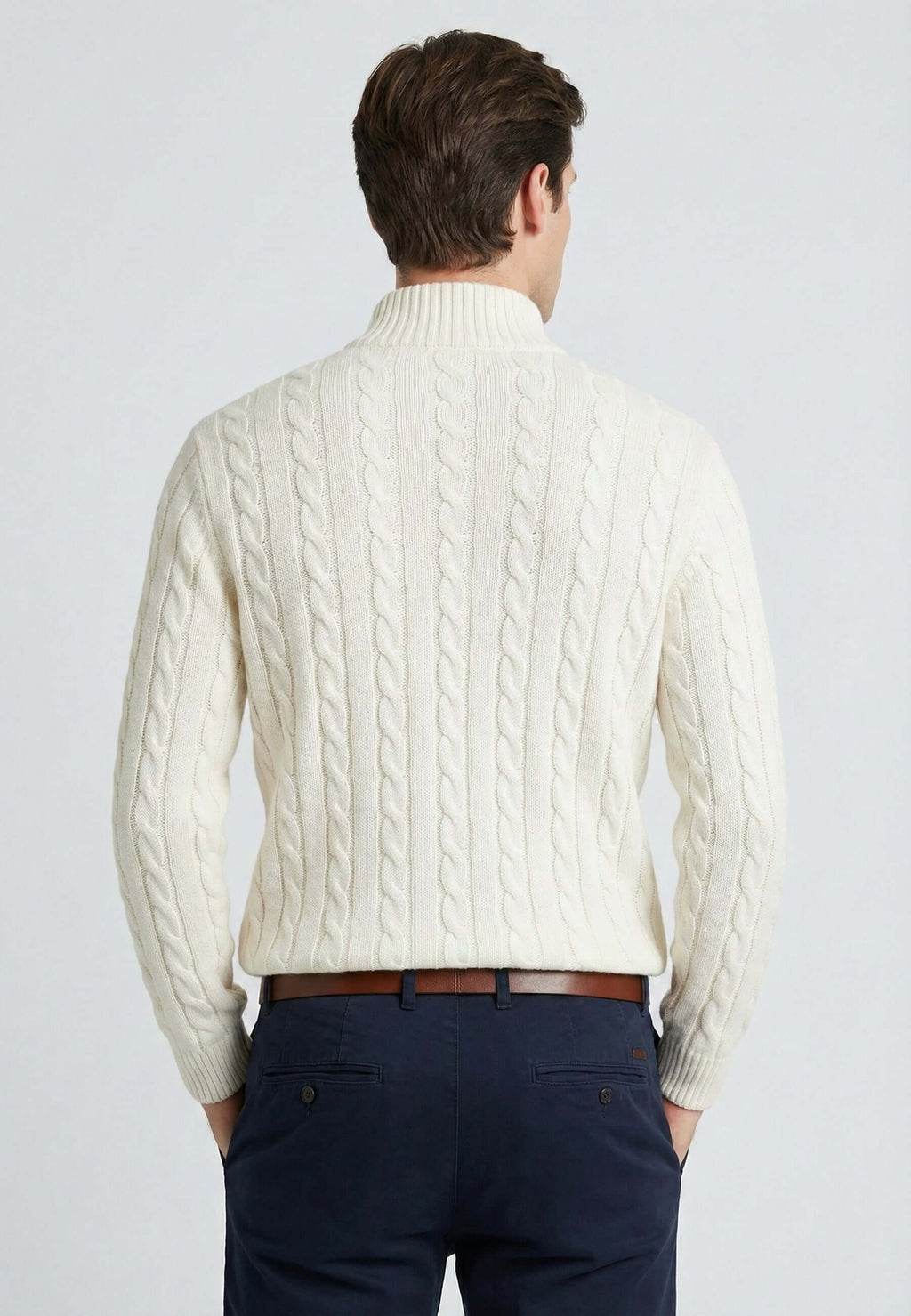 Cable Knit Half Zipper Long Sleeve Pullover